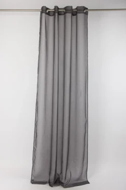 Fertiggardine Ösengardine einfarbig Voile Struktur anthrazit 135x260cm