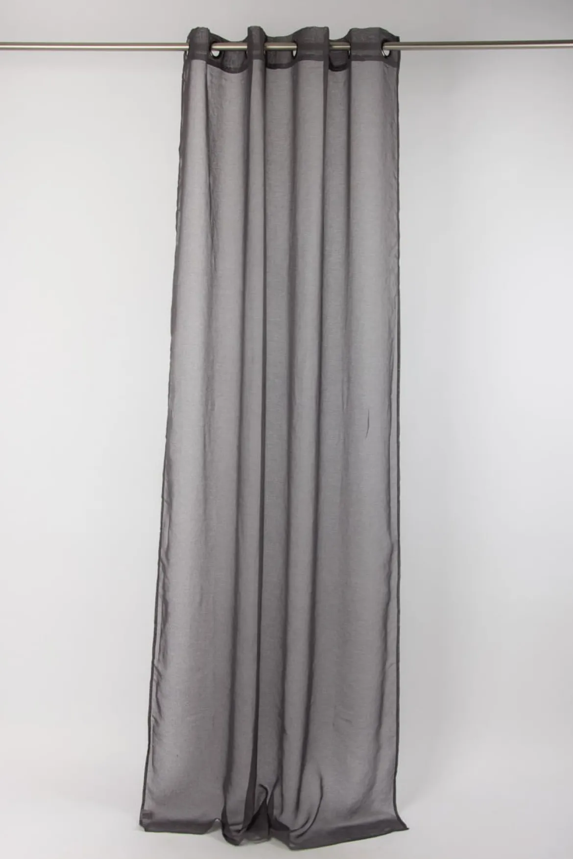 Fertiggardine Ösengardine einfarbig Voile Struktur anthrazit 135x260cm