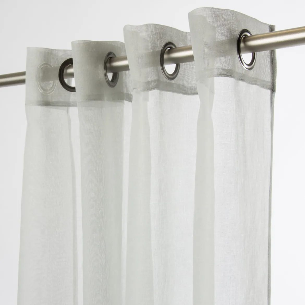 Fertiggardine Ösengardine einfarbig Voile Struktur grau 135x260cm