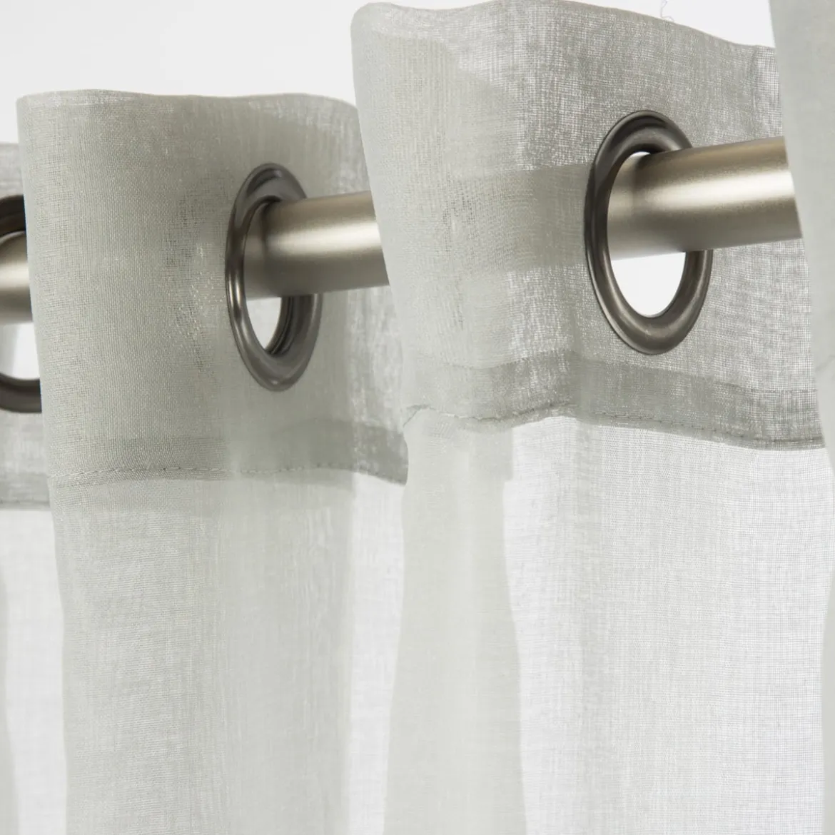 Fertiggardine Ösengardine einfarbig Voile Struktur grau 135x260cm