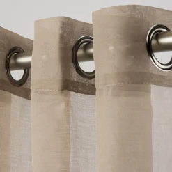 Fertiggardine Ösengardine einfarbig Voile Struktur taupe 135x260cm