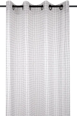 Fertiggardine Ösengardine JOIE grafisch weiß grau rosa 140x260cm