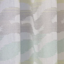 Fertiggardine Ösengardine Leinenoptik mit farbigem Wellenmuster weiß grün grau 140x245cm