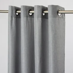 Fertiggardine Ösengardine Struktur uni grau 140x260cm