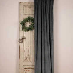 Fertiggardine Velia Samt mit verdeckten Schlaufen einfarbig steingrau 140x245cm