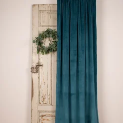 Fertiggardine Velia Samt mit verdeckten Schlaufen einfarbig petrol 140x245cm
