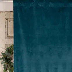 Fertiggardine Velia Samt mit verdeckten Schlaufen einfarbig petrol 140x245cm