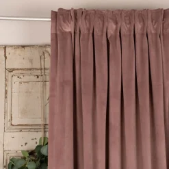 Fertiggardine Velia Samt mit verdeckten Schlaufen einfarbig altrosa 140x245cm