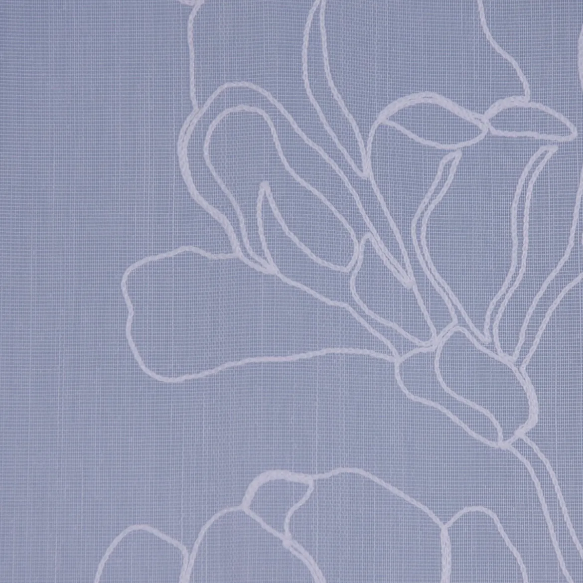 Fertigschal mit Schlaufenband bestickt Magnolie einfarbig weiß 140x245cm