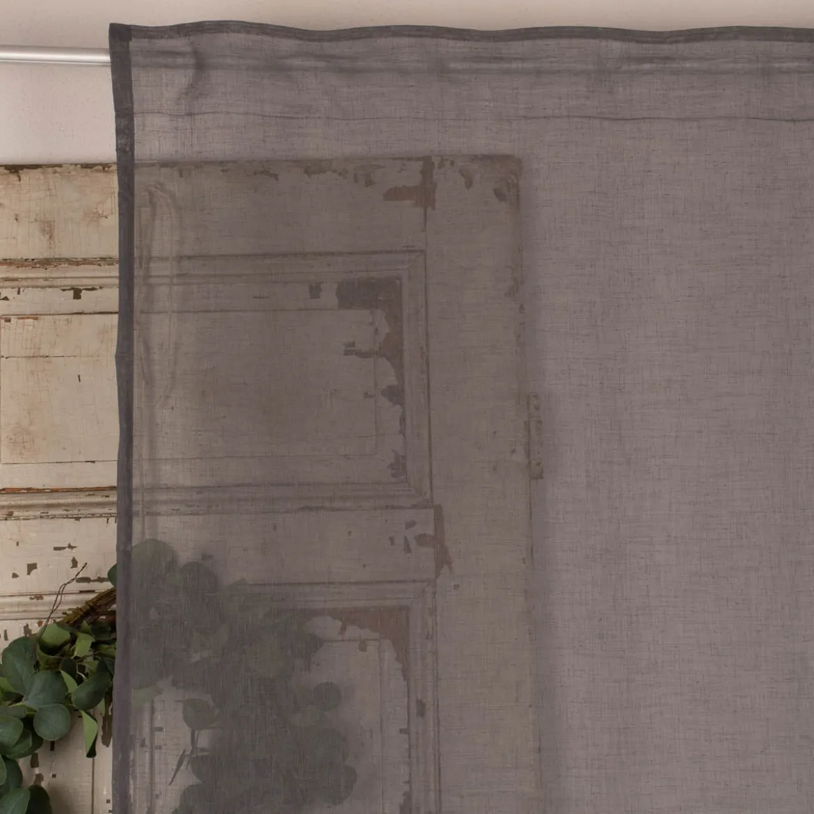 Fertigschal mit Schlaufenband aus recyceltem Polyester einfarbig anthrazit 140x245cm