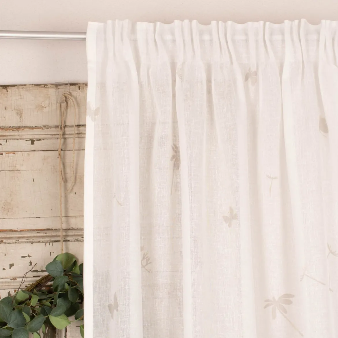 Fertigschal mit Schlaufenband Blumenwiese wollweiß sand 140x245cm