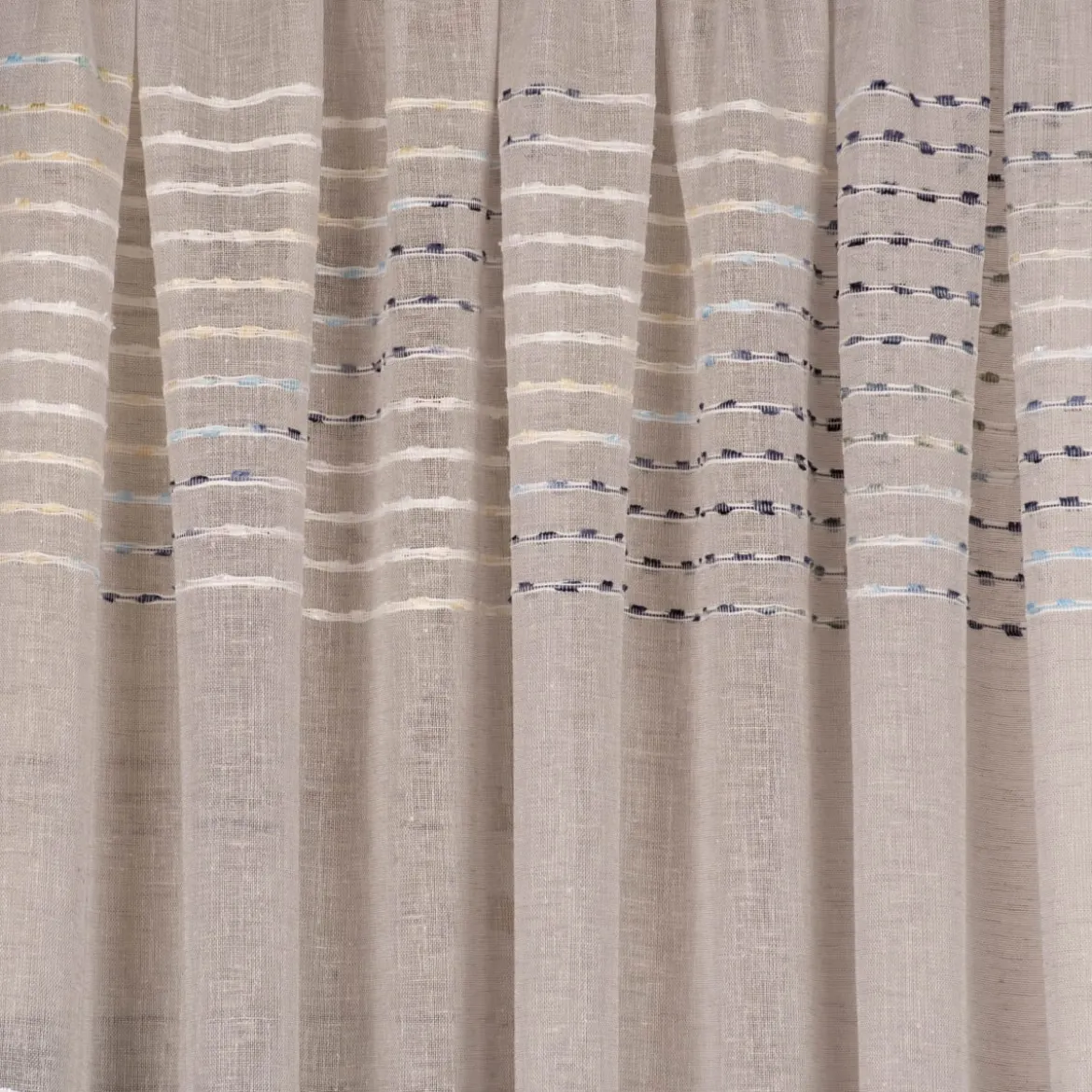 Fertigschal mit Schlaufenband Streifen und Punkte grau weiß blau gelb 140x245cm