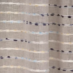Fertigschal mit Schlaufenband Streifen und Punkte grau weiß blau gelb 140x245cm