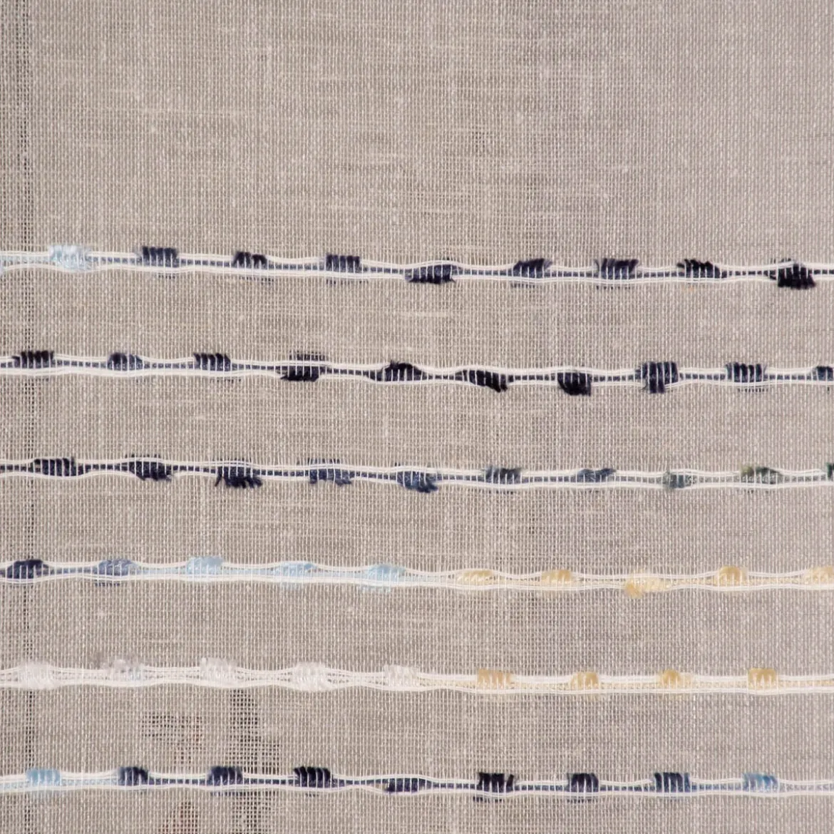 Fertigschal mit Schlaufenband Streifen und Punkte grau weiß blau gelb 140x245cm