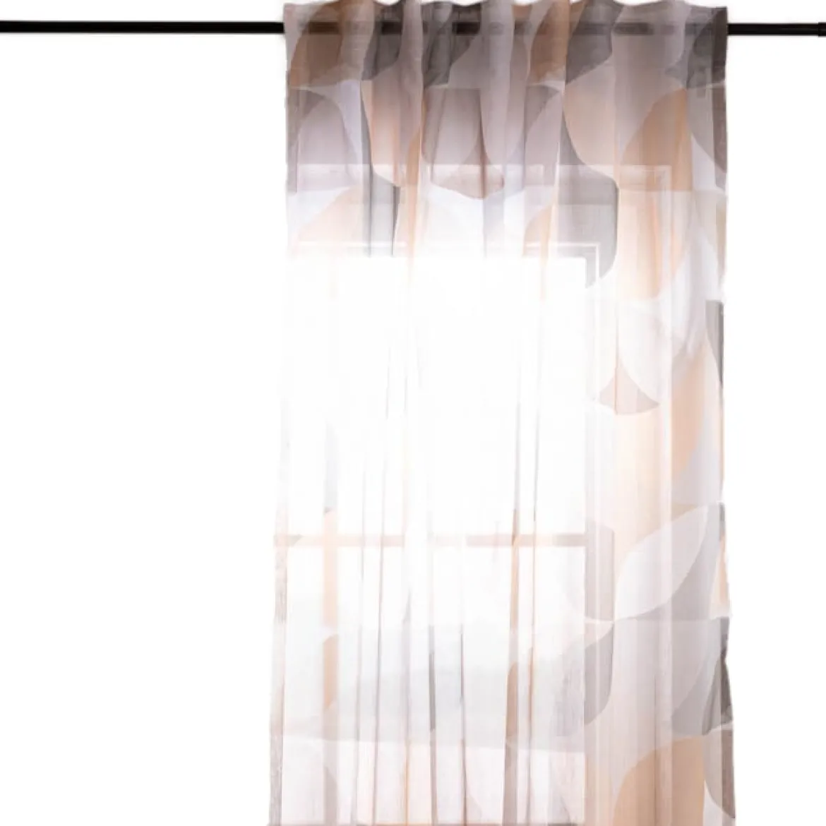 Fertigschal mit Schlaufenband geometrisch ocker natur 140x245cm