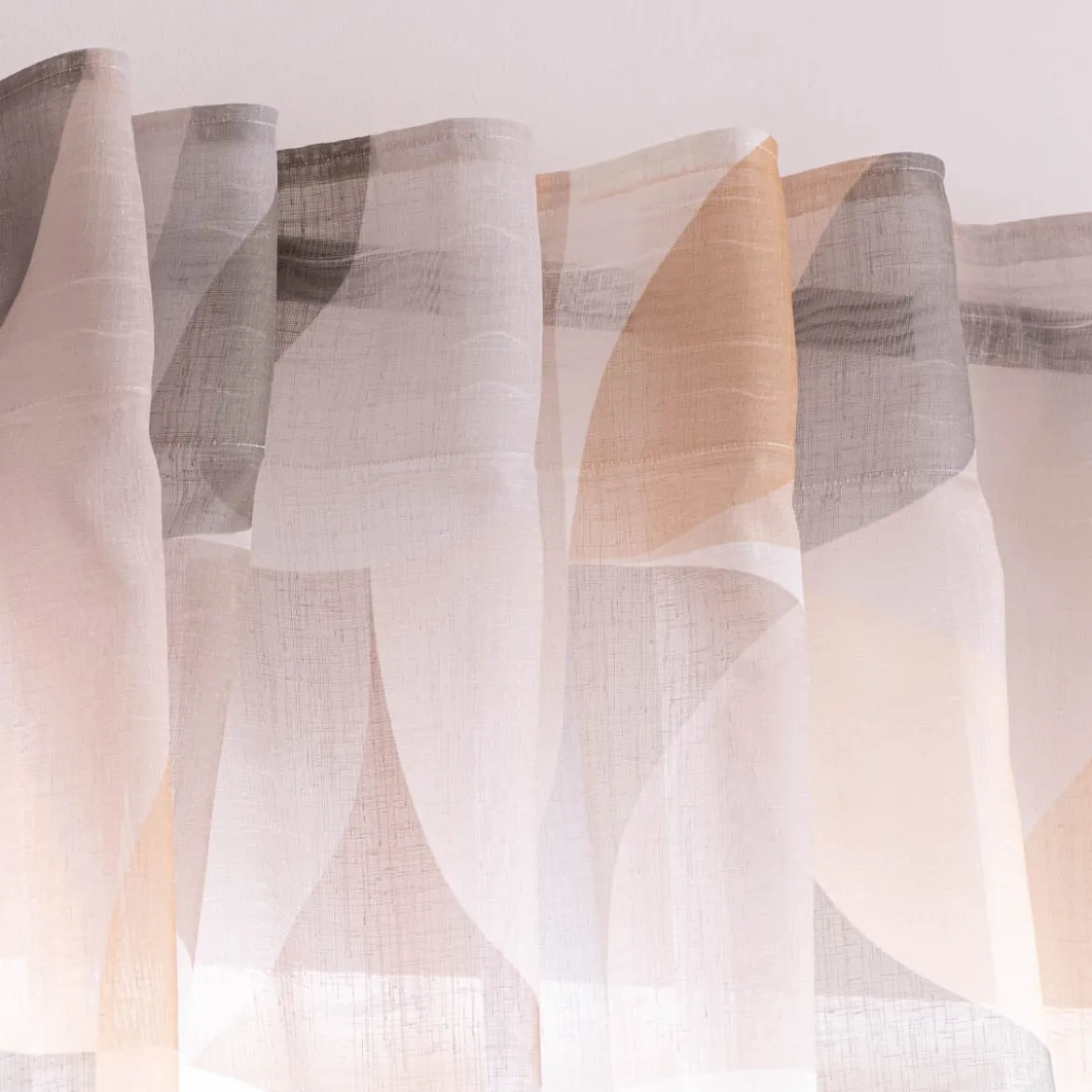 Fertigschal mit Schlaufenband geometrisch ocker natur 140x245cm