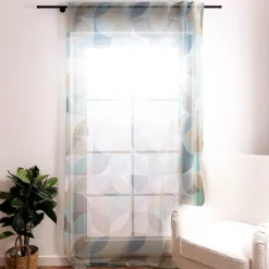 Fertigschal mit Schlaufenband geometrisch grün blau weiß 140x245cm