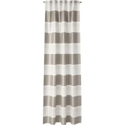 Fertigvorhang Ilma Gardine mit Schlaufenband verdeckte Schlaufen Jacquard Streifen weiß grau 144x245cm