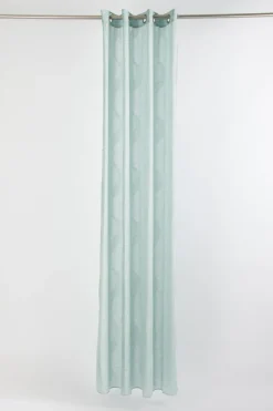 Fertigvorhang Ösenschal mit Metallösen Geschwungen türkis weiß 145x245cm