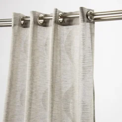 Fertigvorhang Ösenschal mit Metallösen Geschwungen grau weiß 145x245cm