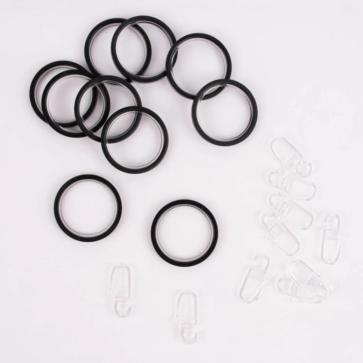 Flachringe 20mm inkl. Einlage und Falthaken Ø40mm 10 Stück schwarz