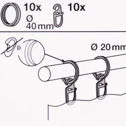 Flachringe 20mm inkl. Einlage und Falthaken Ø40mm 10 Stück schwarz