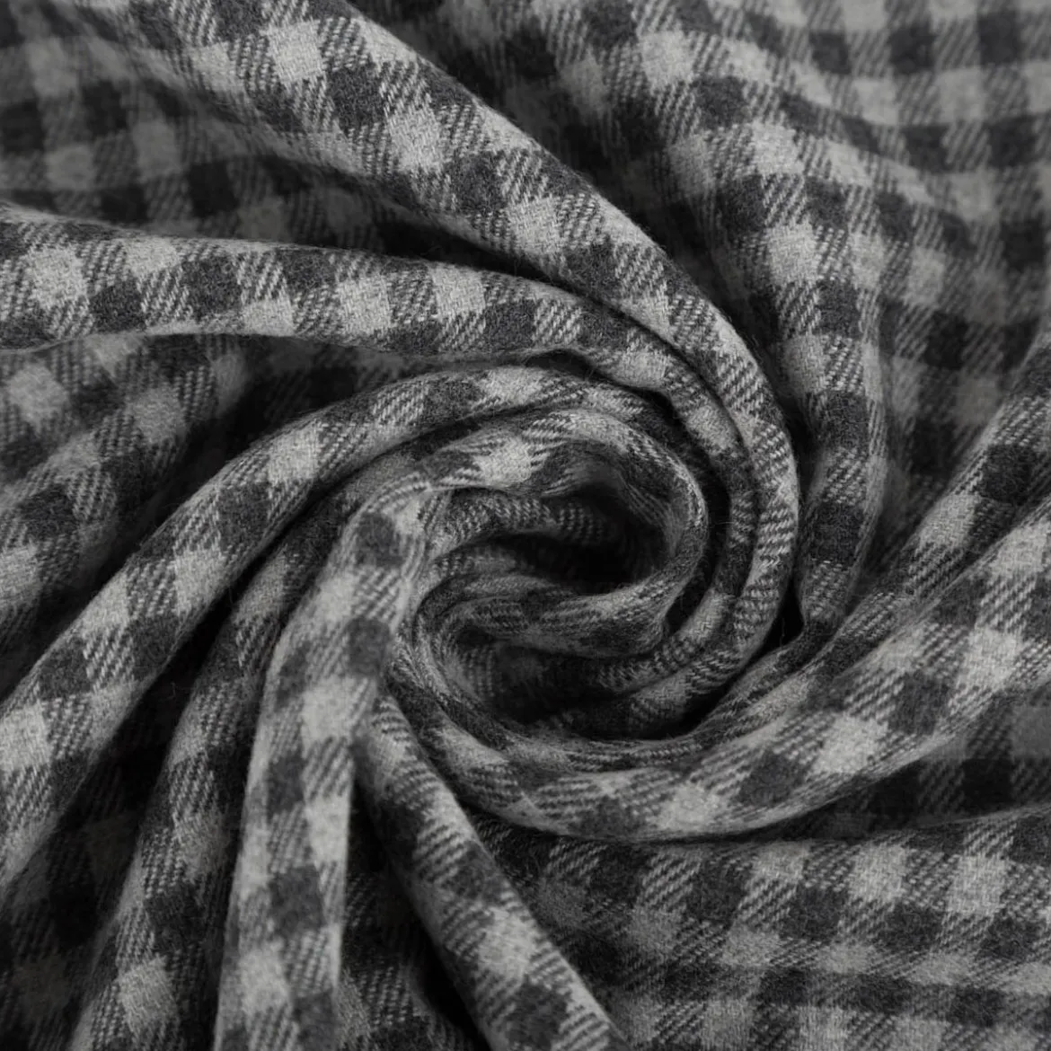 Flanell Stoff aus Baumwolle garngefärbt Mini-Karo grau 1,44m Breite