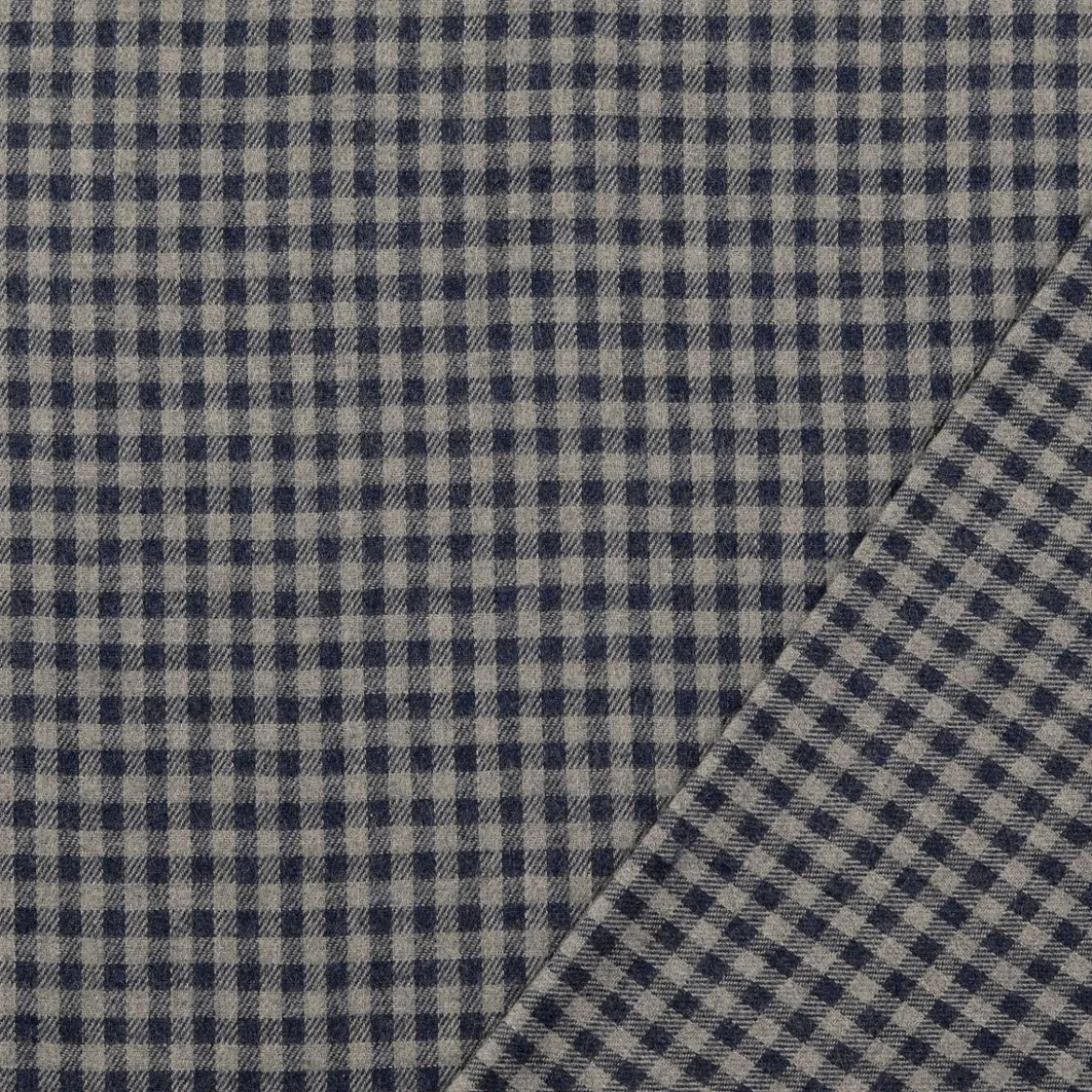 Flanell Stoff aus Baumwolle garngefärbt Mini-Karo blau 1,44m Breite
