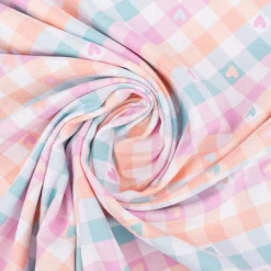 Flanell Stoff aus Baumwolle Karo Herzen pink mint grün 1,45m Breite