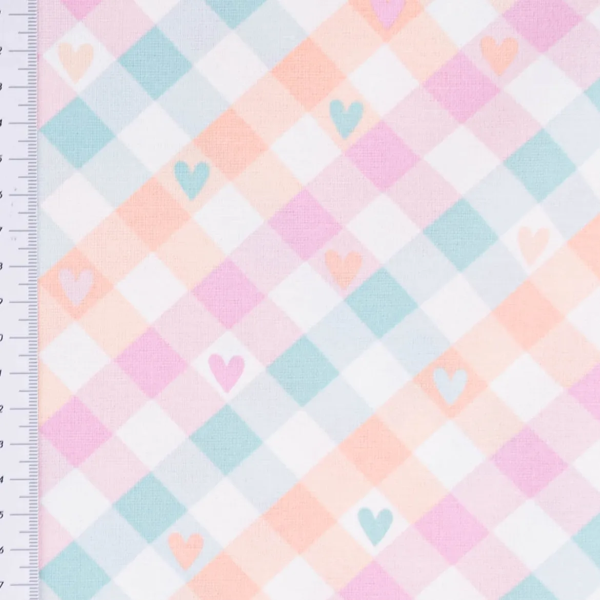 Flanell Stoff aus Baumwolle Karo Herzen pink mint grün 1,45m Breite