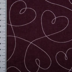 Flanell Stoff Baumwollflanell Herzen aubergine weiß 1,47m Breite