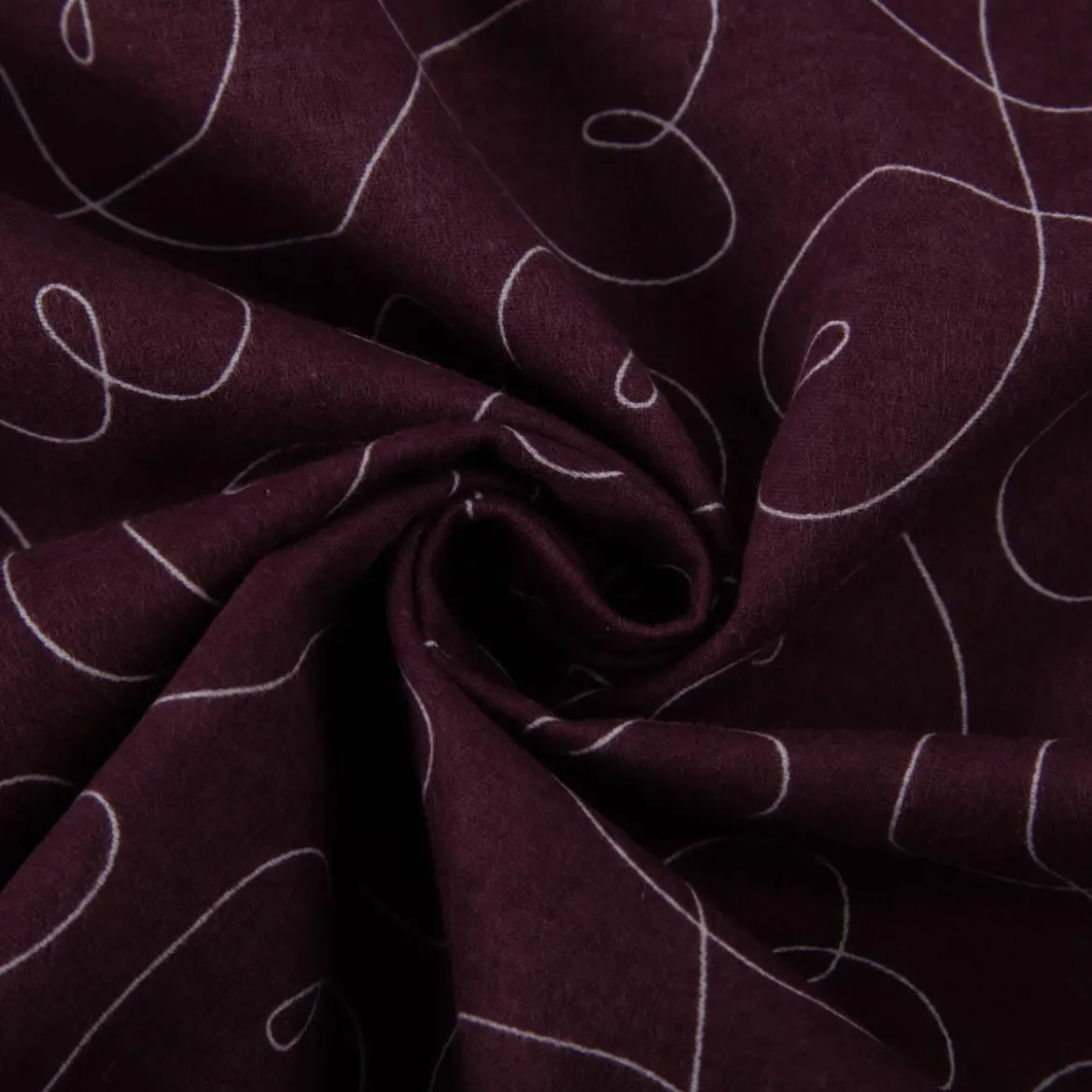 Flanell Stoff Baumwollflanell Herzen aubergine weiß 1,47m Breite