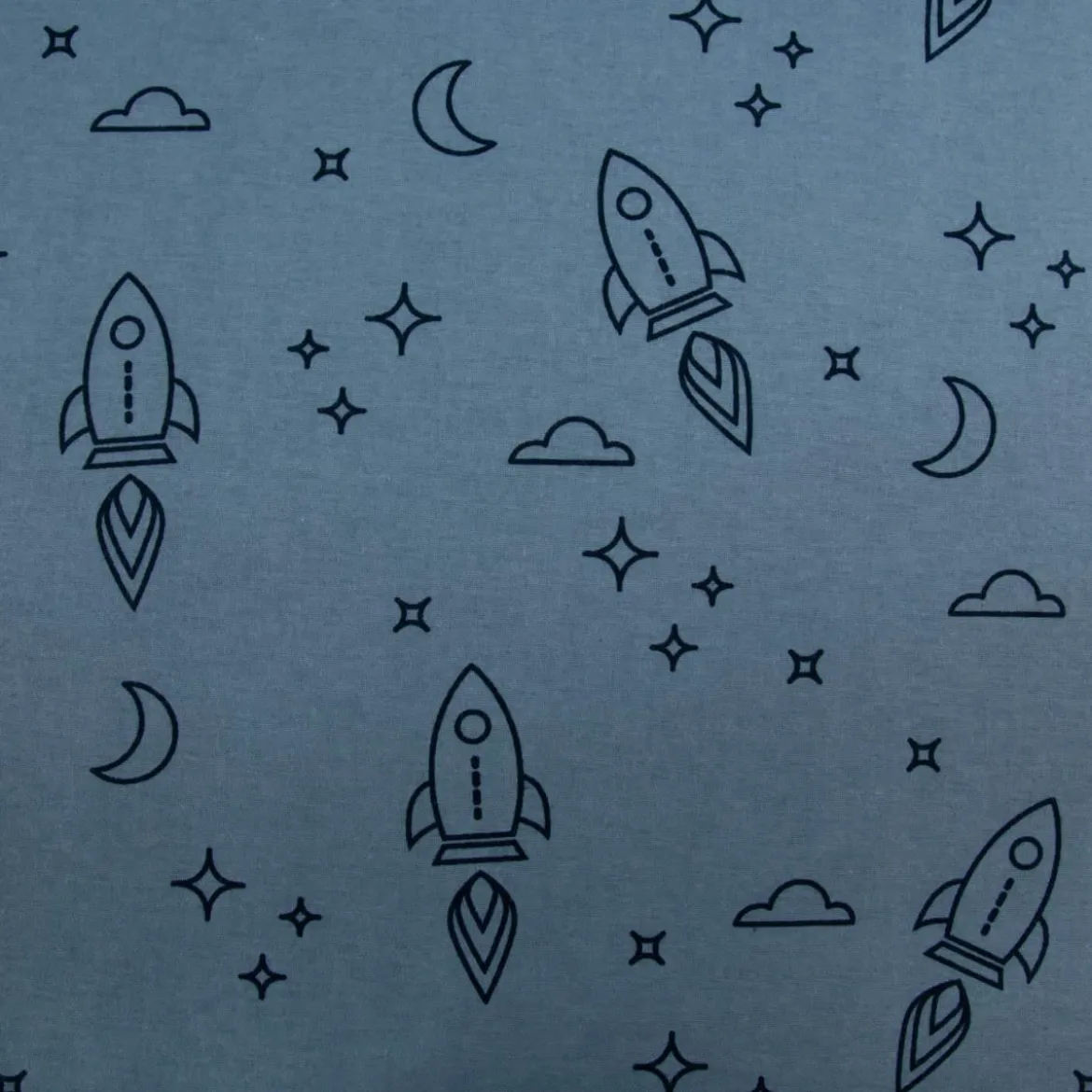 Flanell Stoff Baumwollflanell Raketen hellblau 1,47m Breite