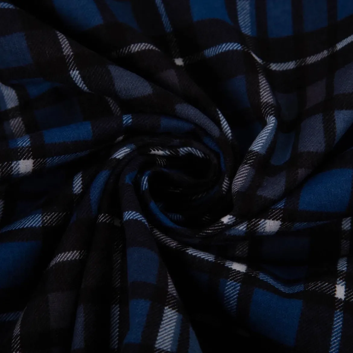 Flanell Stoff Baumwollflanell Karo blau 1,47m Breite