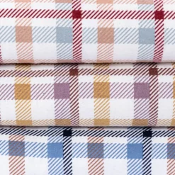 Flanellstoff Baumwollstoff Karos offweiß ocker flieder 1,45m Breite