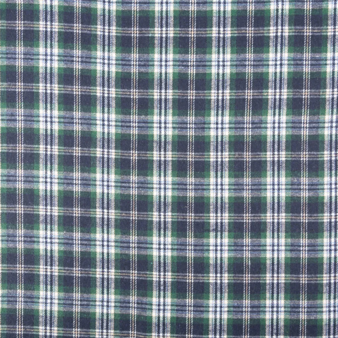 Flanellstoff brushed yarn died checks Karo dunkelblau grün blau1,45m Breite
