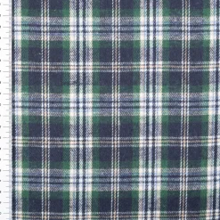 Flanellstoff brushed yarn died checks Karo dunkelblau grün blau1,45m Breite