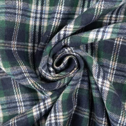 Flanellstoff brushed yarn died checks Karo dunkelblau grün blau1,45m Breite