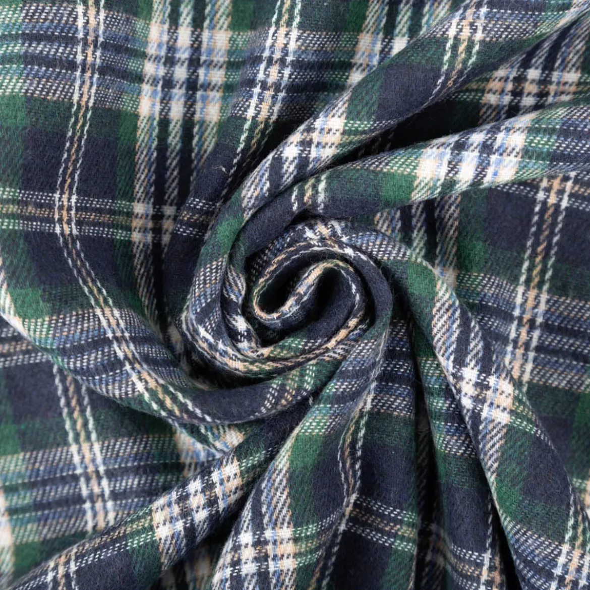 Flanellstoff brushed yarn died checks Karo dunkelblau grün blau1,45m Breite