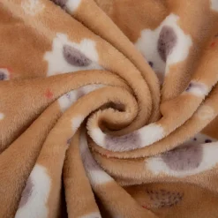 Fleecestoff Bärchen mit Birne & Apfel beige – kuschelweich, 1,45 m Breite