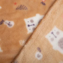Fleecestoff Bärchen mit Birne & Apfel beige – kuschelweich, 1,45 m Breite
