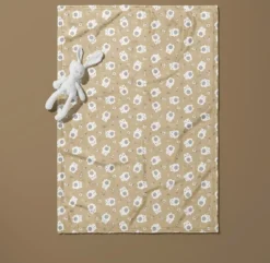 Fleecestoff Bärchen mit Birne & Apfel beige – kuschelweich, 1,45 m Breite