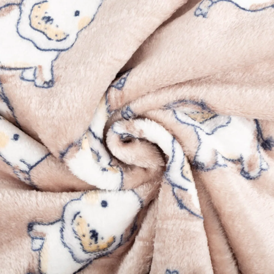 Fleece Stoff Elefanten sand – Polarfleece Digitaldruck 145cm