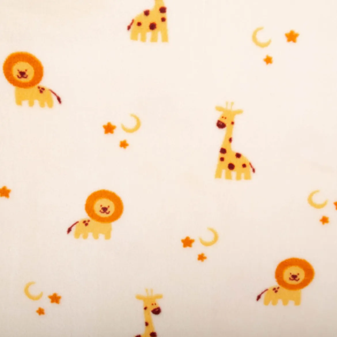Fleece Stoff Giraffe Löwe wollweiß gelb 1,50m Breite