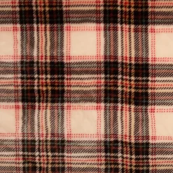 Fleecestoff Karo Norwy ecru schwarz rot 1,45 m Breite