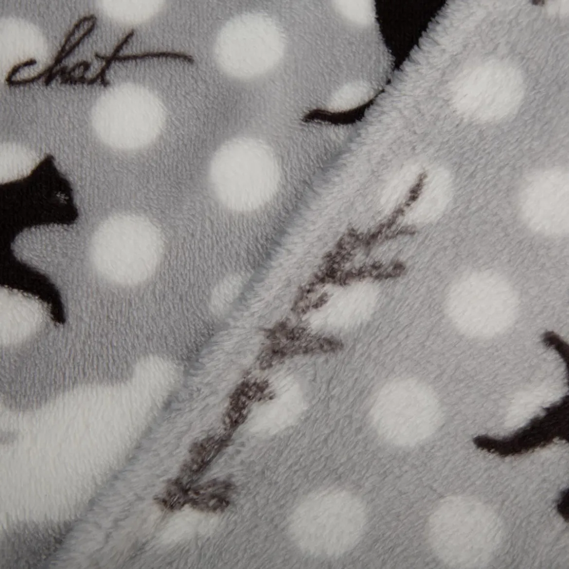 Fleecestoff Katzen grau weiß schwarz – kuschelweich, 1,45 m Breite