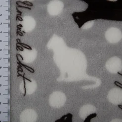 Fleecestoff Katzen grau weiß schwarz – kuschelweich, 1,45 m Breite
