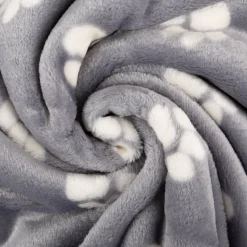 Fleece Stoff Pfoten weich & pflegeleicht Hellgrau 1,45m