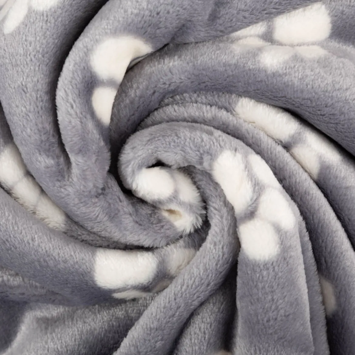 Fleece Stoff Pfoten weich & pflegeleicht Hellgrau 1,45m