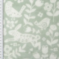 Fleecestoff Tiere Blumen mintgrün 1,45m Breite